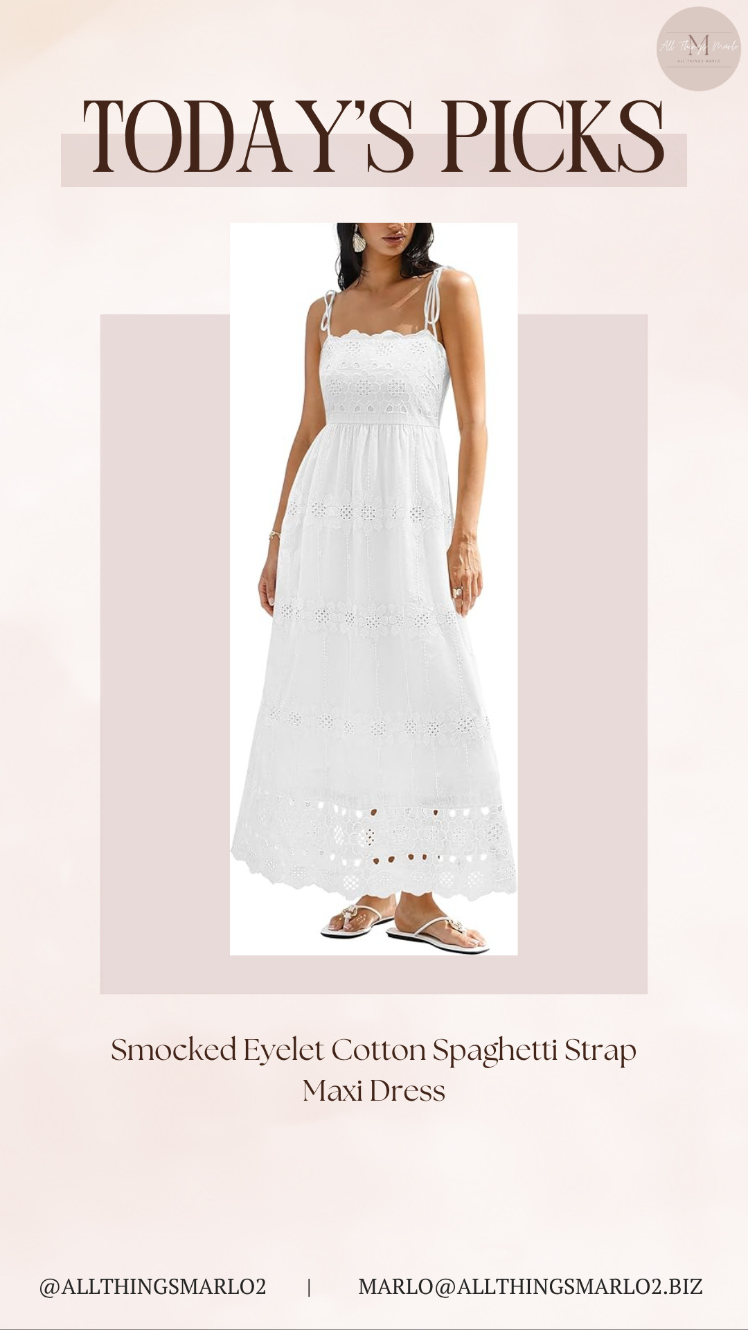 Smocked Eyelet Cotton Spaghetti Strap Maxi Dress 

 #LTKSeasonal #LTKWorkwear #LTKTravel