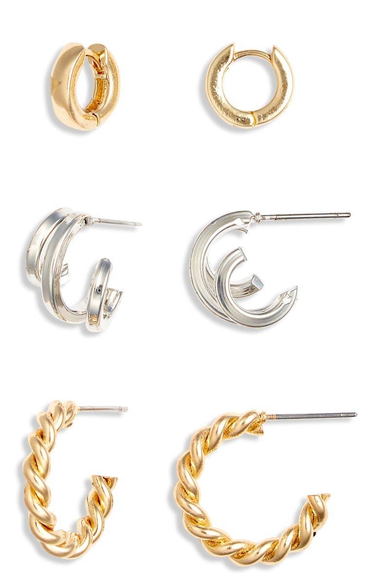 Set of 3 Twisted Huggie Hoop EarringsBP. | Nordstrom Rack