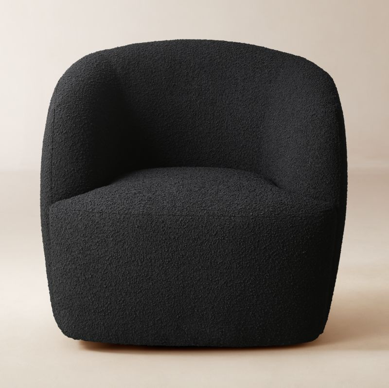 Gwyneth Black Boucle Swivel Chair Set of 2 by Goop + Reviews | CB2 | CB2