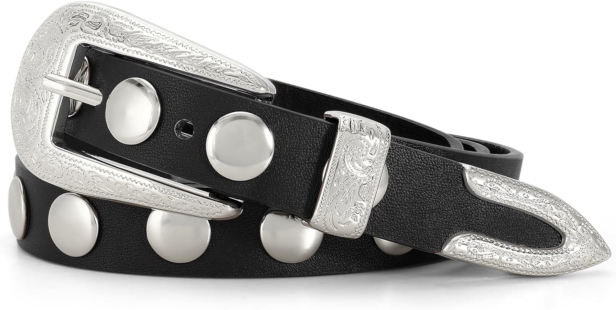 SANSTHS Women Studded Belt for Jeans Fashion Punk Leather Belt Vintage Western Ladies Belts for D... | Amazon (US)