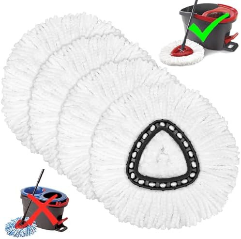 4 Pack Mop Heads Replacements for O-Ceda Easy Wrin Spin System, Microfiber Refills, Easy Cleaning... | Amazon (US)