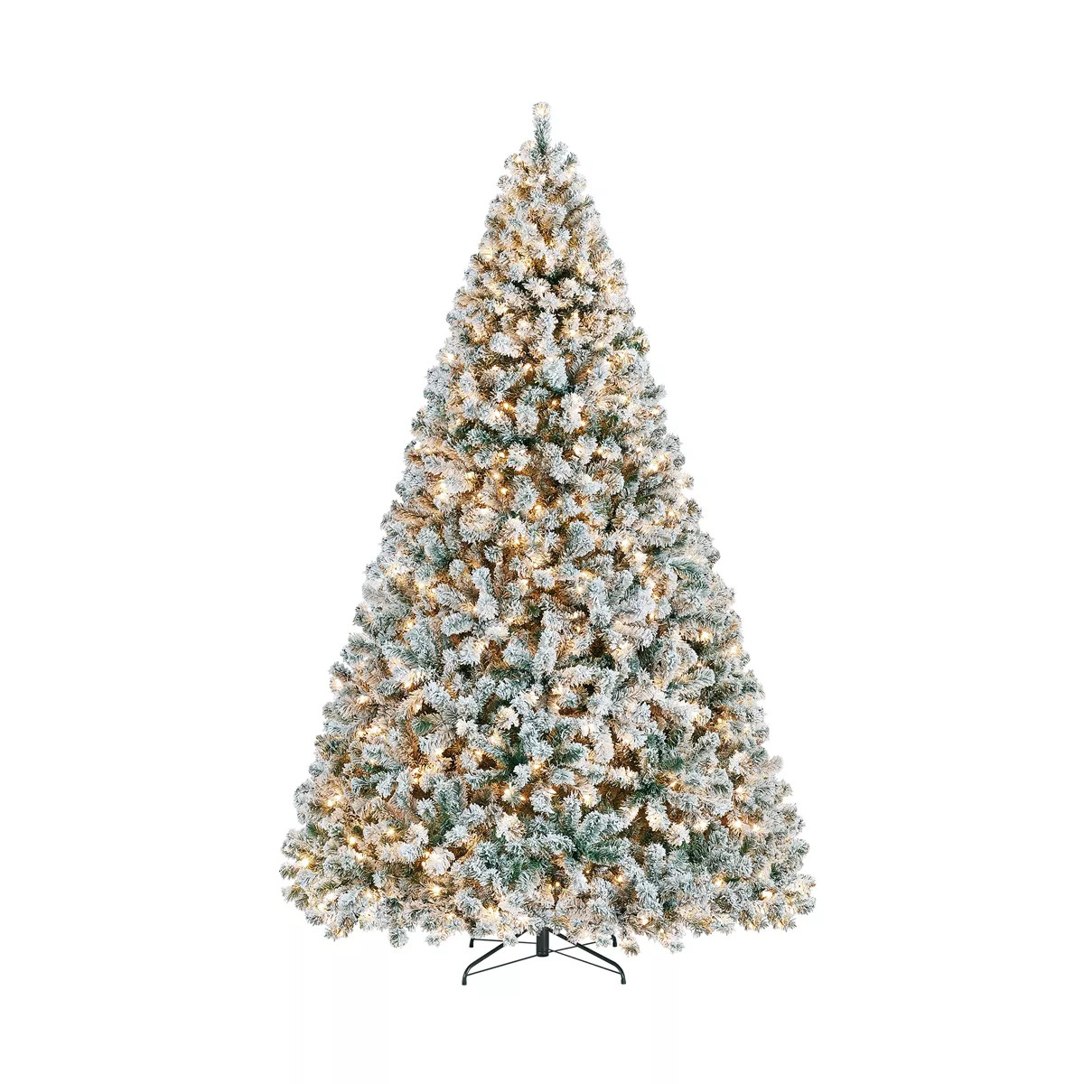 Yaheetech 9ft Pre-lit Flocked Artificial Christmas Tree Snow Frosted Christmas Tree, Green | Target