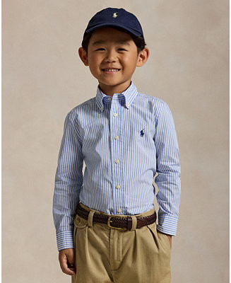 Toddler and Little Boys Striped Cotton Poplin Shirt | Macy's