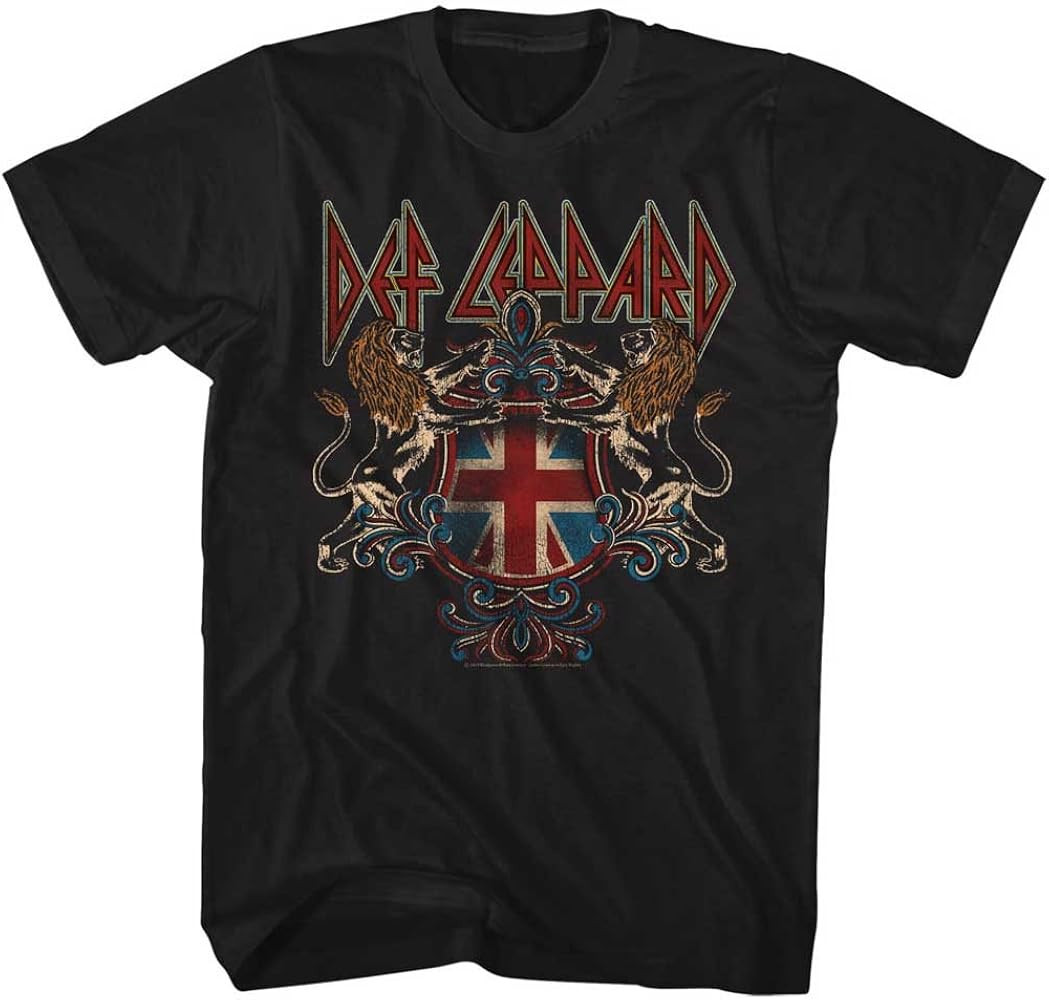 Def Leppard 80s Metal Band Rock N Roll Def Crest Adult T-Shirt Tee | Amazon (US)