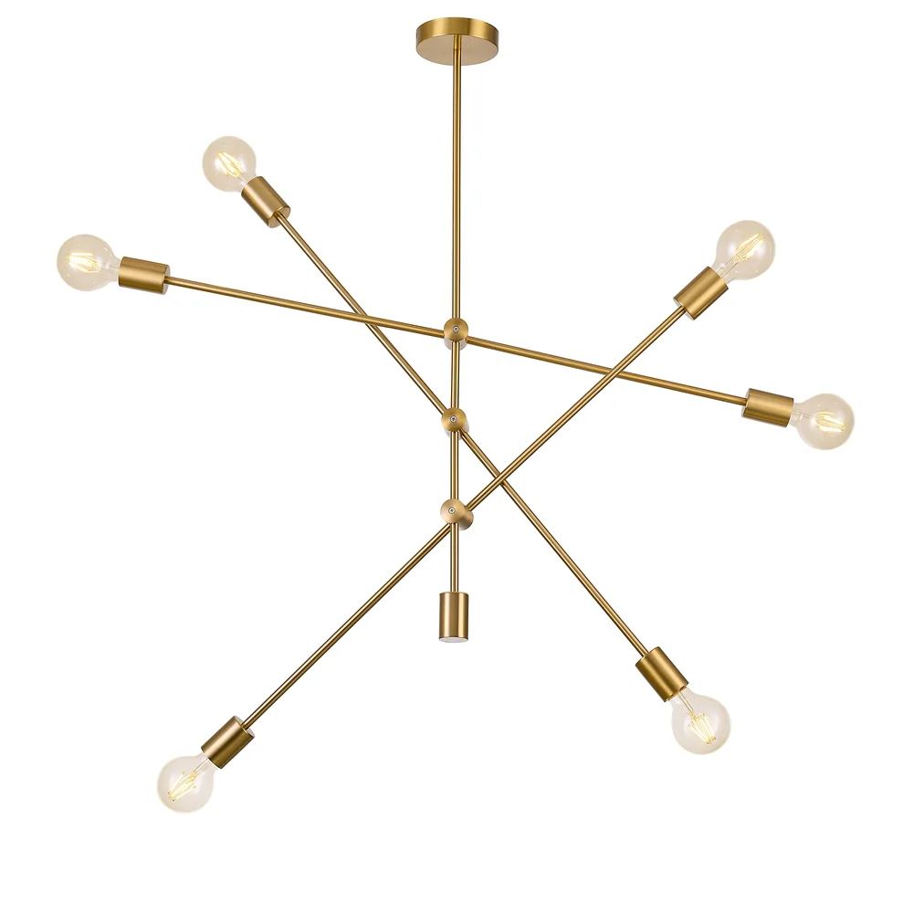 Pasargad Home Modern Gold Sputnik Chandelier 6 Lights Brass Plating - Lamp Height: 35.4", Canopy: D4 | Bed Bath & Beyond