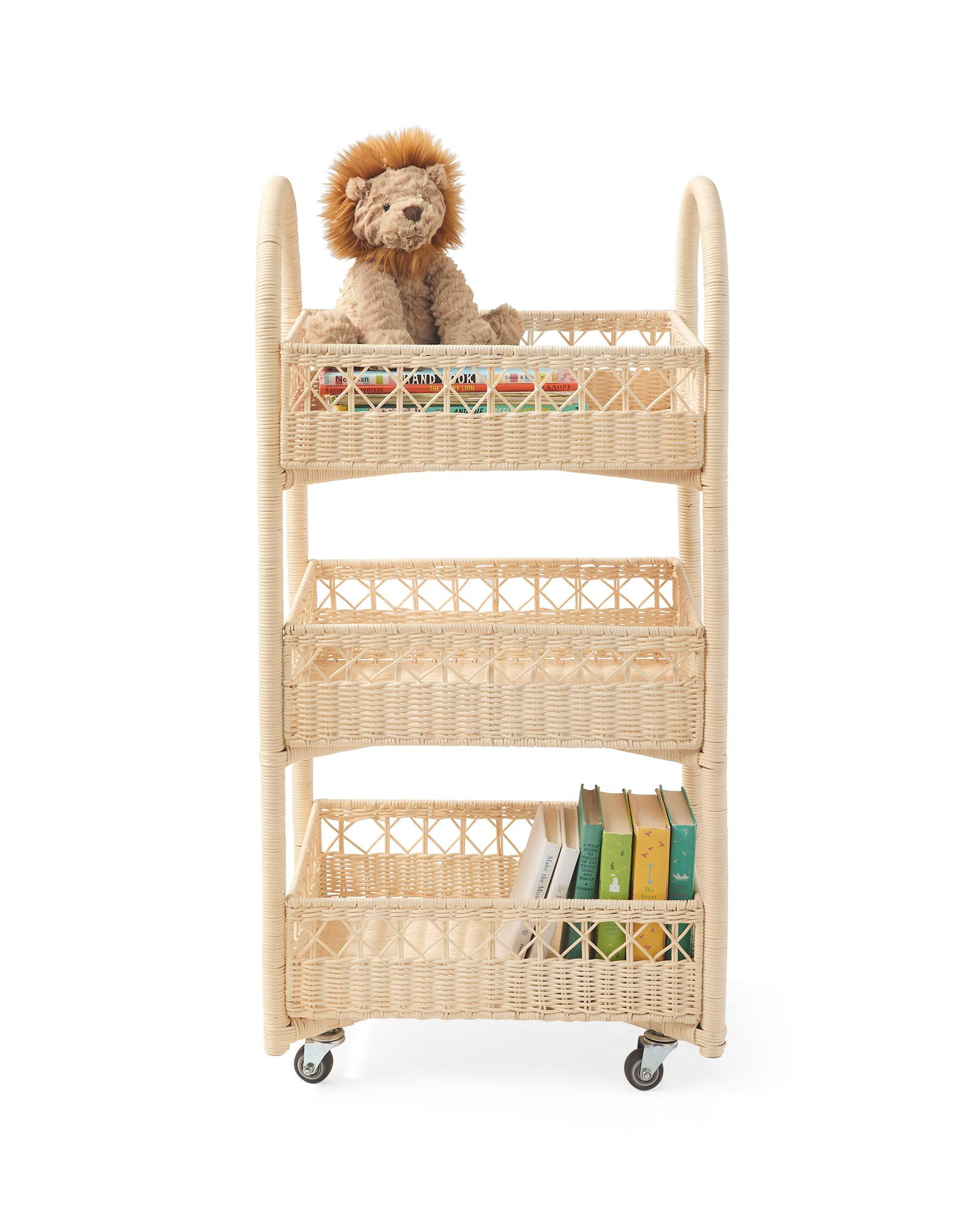 Farley Wicker Rolling Storage Cart | Serena and Lily