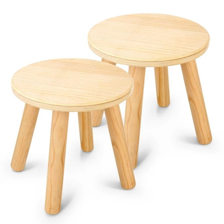 Sweet Time Solid Wood Kids Step Stools, Universal Wooden Chair for Sensory Table, 2 Pack | Walmart (US)