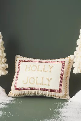 Shayla Festive Text Cotton Velvet Pillow | Anthropologie (US)