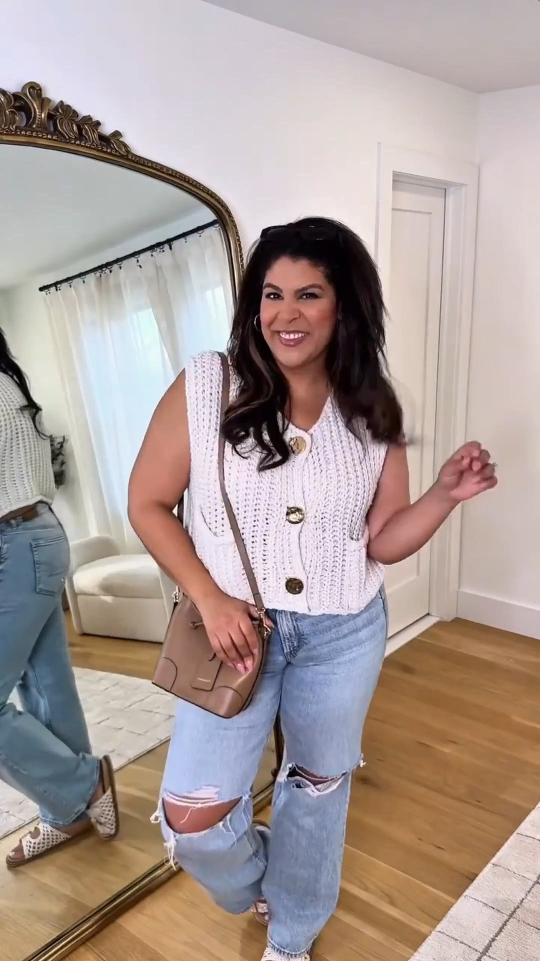 spring midsize outfit inspo — 
I’m 5’9” size 12/xl wearing a size L in the vest & 32 in jeans


 #womensstyle #springfashion 
spring style, spring sweater, spring jeans, midsize fashion, Amazon fashion, American eagle jeans




#LTKWatchNow #LTKSeasonal #LTKMidsize