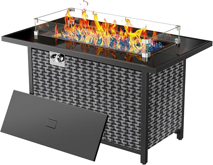 Amazon.com: Ciays 43\u2033 Propane Fire Pit with Glass Wind Guard, CSA-Listed 60,000 BTU Outdoor ... | Amazon (US)
