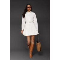 Belted Cotton Blend Pleated Shirtdress | Avec Les Filles