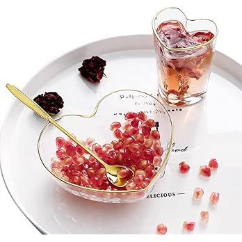 YUNNUO Glass Bowls For Dessert,Glass Bowls 6 Inch,Phnom Penh Heart-Shaped Glass Bowl And Cup Set,... | Amazon (US)