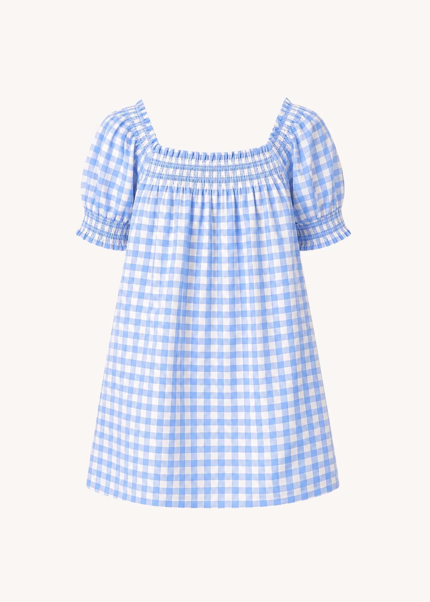 Lorelai Cotton Smocked Dress in Light Blue Gingham | Poppy and Pink