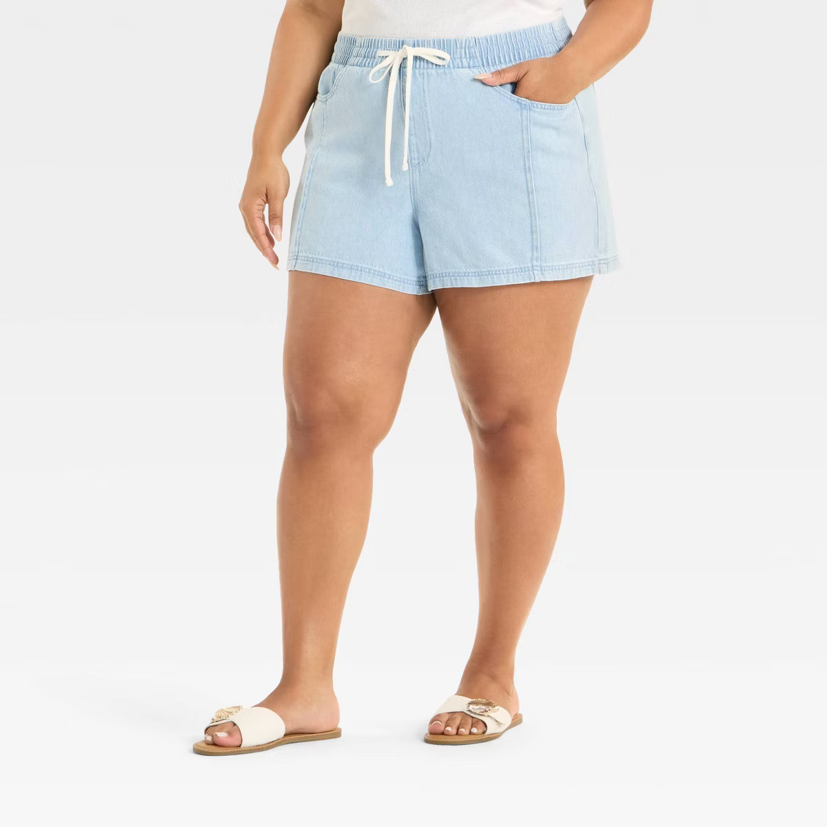 Women's High-Rise Drawstring Denim Beach Shorts - Universal Thread™ | Target