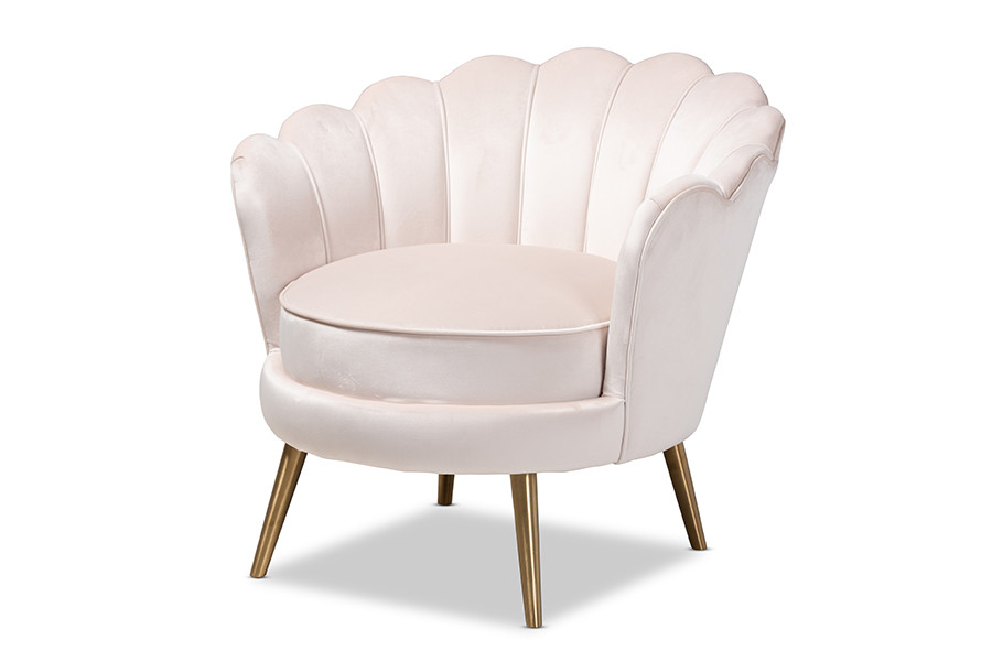 Baxton Studio Cosette Glam and Luxe Light Beige Velvet Fabric Upholstered Brushed Gold Finished S... | Walmart (US)