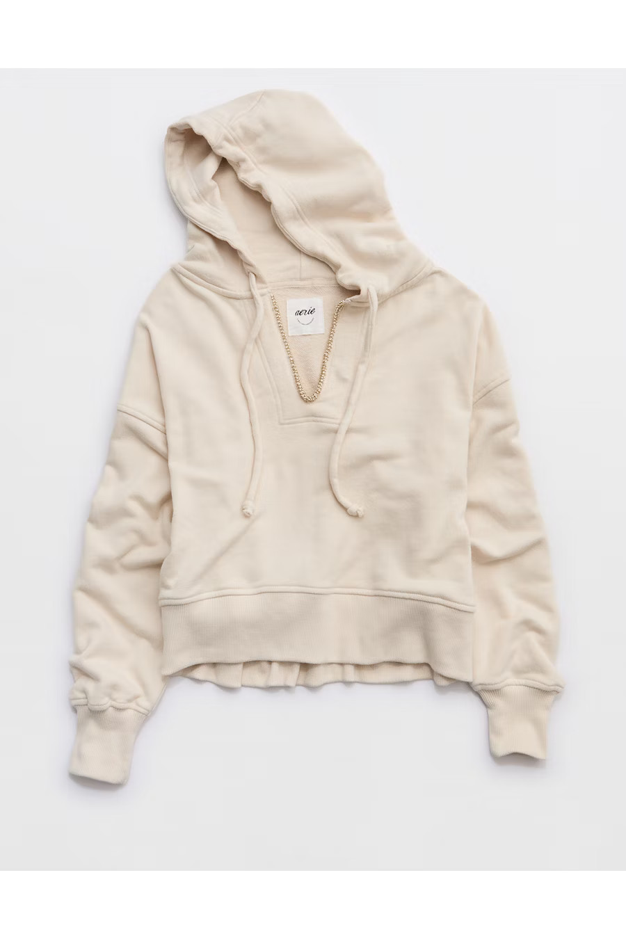 Aerie Beaded Hoodie Women's Cake Batter L | Aerie