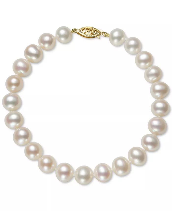 Cultured Freshwater Pearl Bracelet (7-1/2mm) in 14k Gold | Macys (US)
