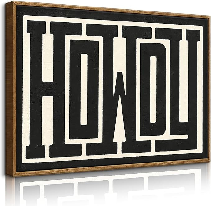 QIYFFBN Framed Funky Western Wall Decor Black and White Howdy Wall Art Big Texas Modern Canvas Pi... | Amazon (US)