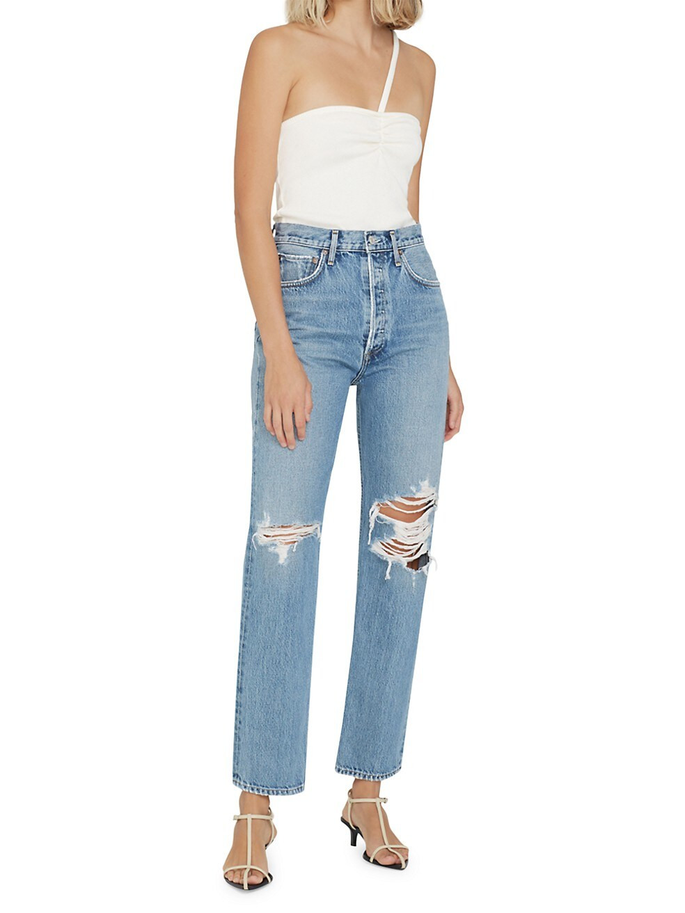 90's Pinch Waist High-Rise Straight Jeans | Saks Fifth Avenue