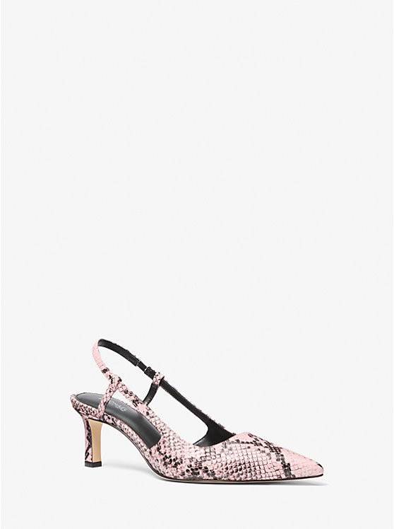 Alora Snake Embossed Leather Slingback Pump | Michael Kors US