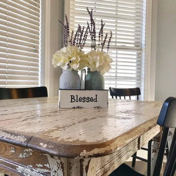 Kitchen Decor Set Blessed Mason Jar Centerpiece Metal Tray Mason Jars Farmhouse Centerpiece Flowe... | Etsy (US)