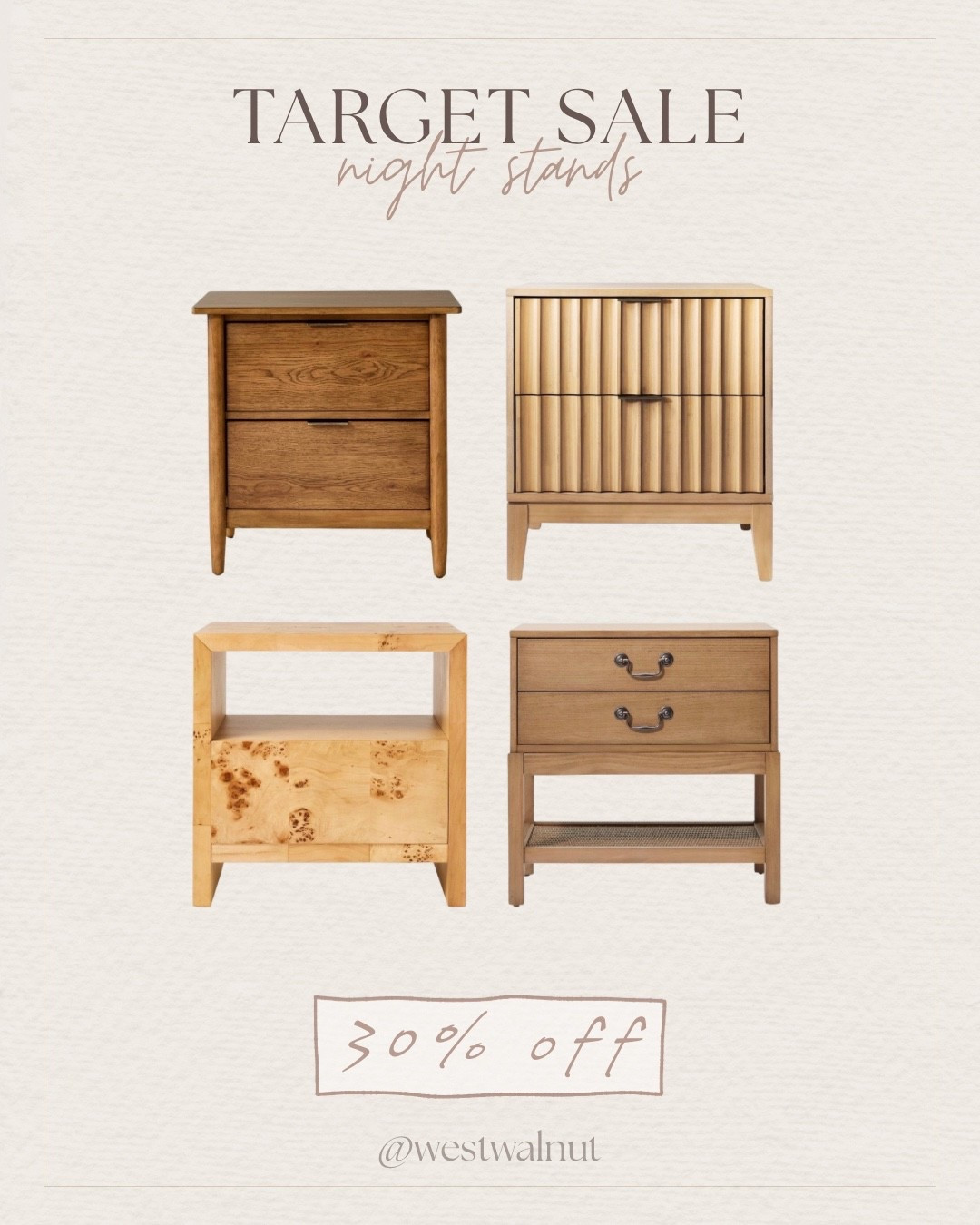 @Target  is having a sale right now on some of my favorite furniture pieces they have! I’ve linked tons of pieces for 30%!

I love natural wood tones for nightstands, it brings such a nice warmth to the bedroom! Also these options all have drawers so they’re both beautiful and functional!

#nightstands #affordablefurniture #moderndecor #modernhome #budgetfriendlydecor #bedroomdecor

#LTKHome