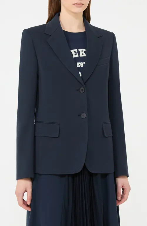 Weekend Max Mara Ginnasta Cotton Blend Blazer in Navy at Nordstrom, Size Large | Nordstrom