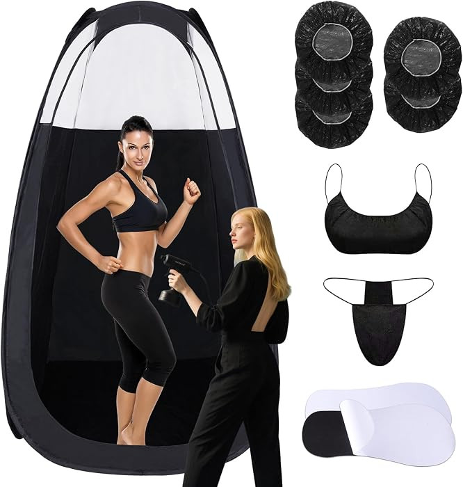Large Spray Tan Tent Kit, Deluxe Pop Up Portable Professional Self Tanning Tent with Carry Bag Wa... | Amazon (US)