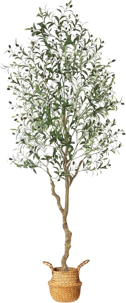 MOSADE Artificial Olive Tree 7 Feet Fake Olive Silk Plant and Handmade Seagrass Basket, Perfect T... | Amazon (US)