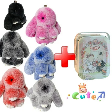 Lulu Bunny Keychain Bunny Keychain with Tin Plush Bunny Keychain Decoration Cute Bunny Handmade Gift Bunny Keychain Dark Gray | Walmart (US)