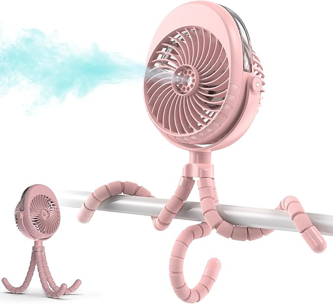 COMLIFE Misting Baby Stroller Fan, 270° & 360° Pivoting Portable Fan, Battery Operated USB Fan,... | Amazon (US)