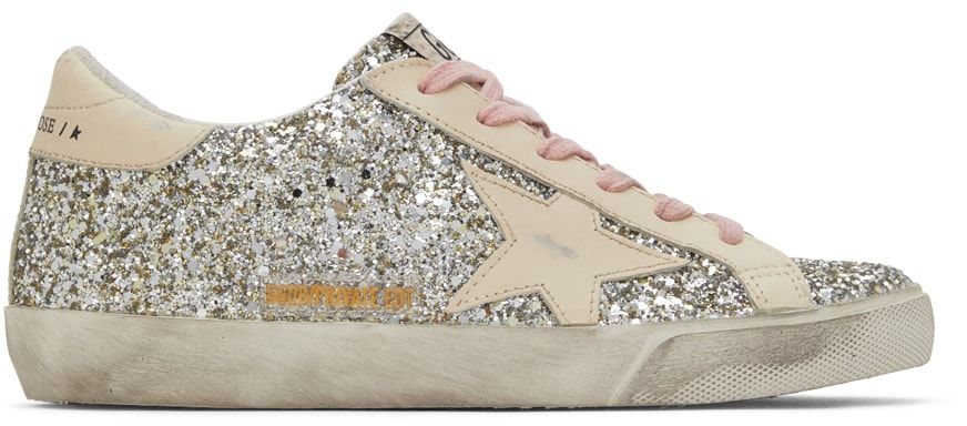 Golden Goose - SSENSE Exclusive Silver Glitter Super-Star Classic Sneakers | SSENSE