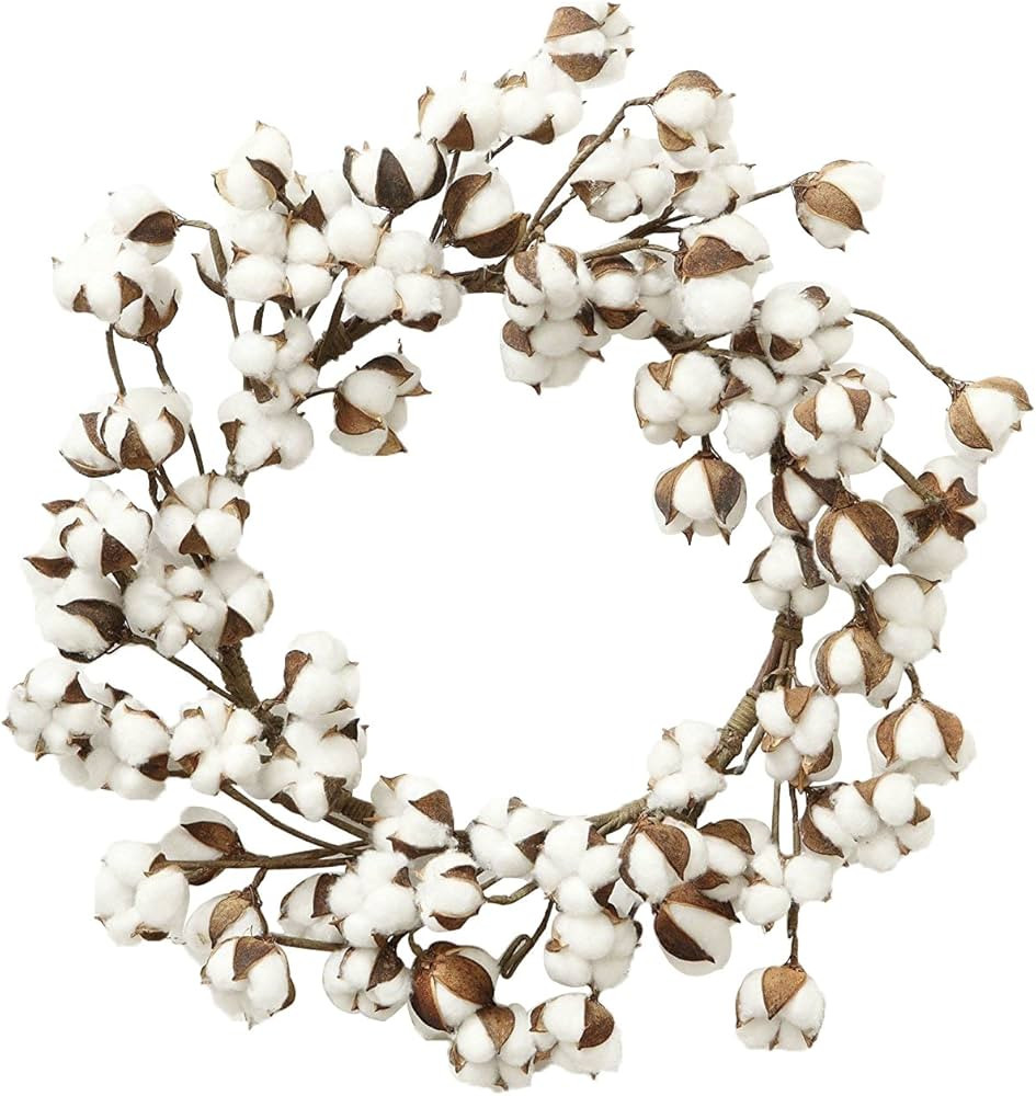 ASSR Real Cotton Bolls Wreath, Farmhouse Natural White Cotton Adjustable Stems for Indoor Home We... | Amazon (US)
