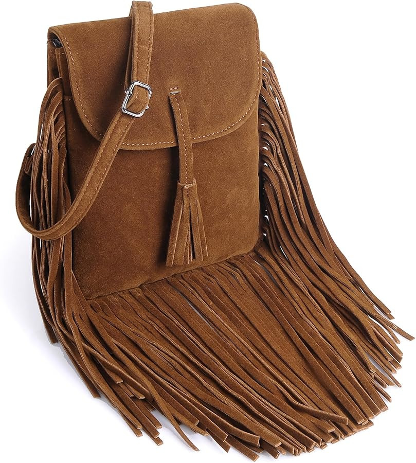 Dora & Liz Fringe Small Crossbody Bags for Women Trendy Designer Cell Phone Bag Suede Tassel Wall... | Amazon (US)