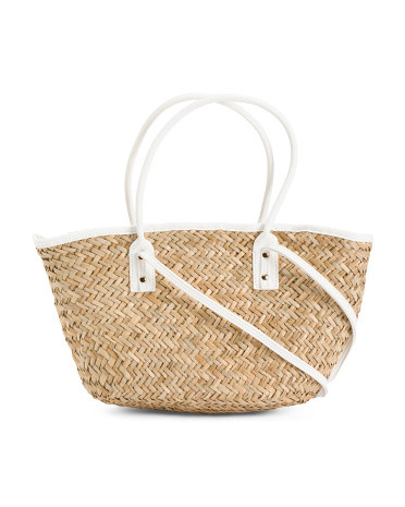 Wellesley Double Handle Straw Tote With Strap | Marshalls