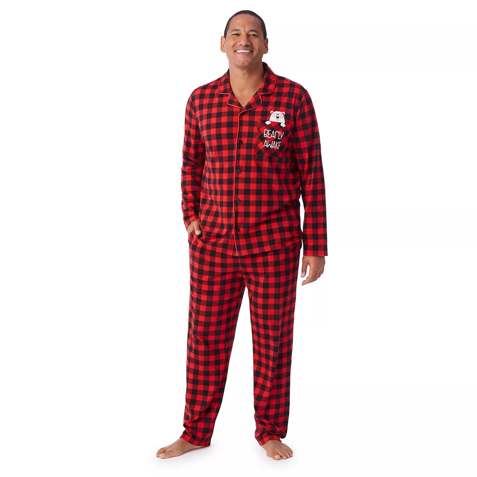 Men's Jammies For Your Families Cool Bear Plaid Top & Pants Pajama Set by Cuddl duds, Size: Large, B | Kohl's