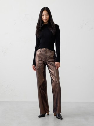 Straight High-Rise Metallic Pant | Banana Republic Factory