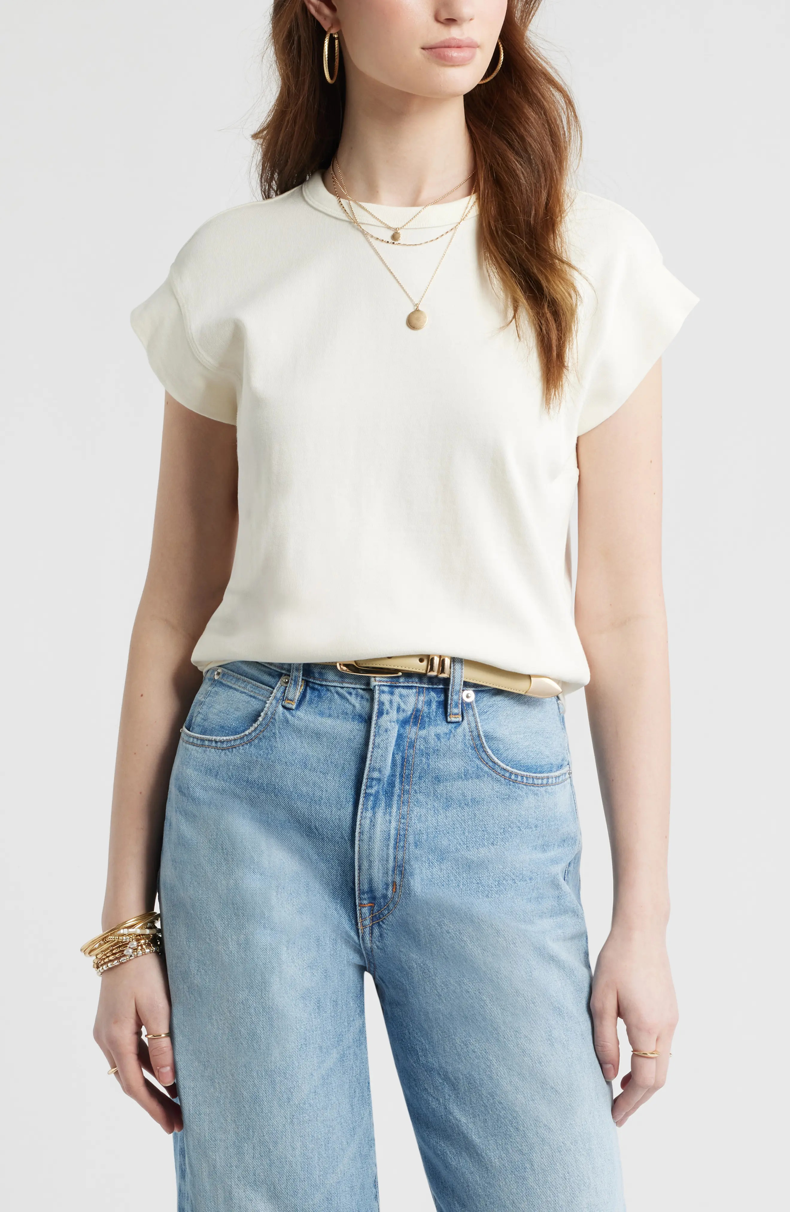 Treasure & Bond Drop Shoulder T-Shirt in Ivory Egret at Nordstrom, Size Xx-Large | Nordstrom