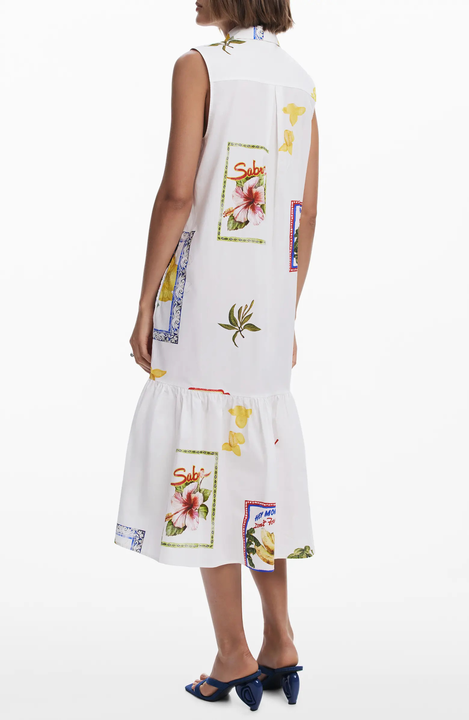 Mixed Print Cotton Sleeveless Shirtdress | Nordstrom