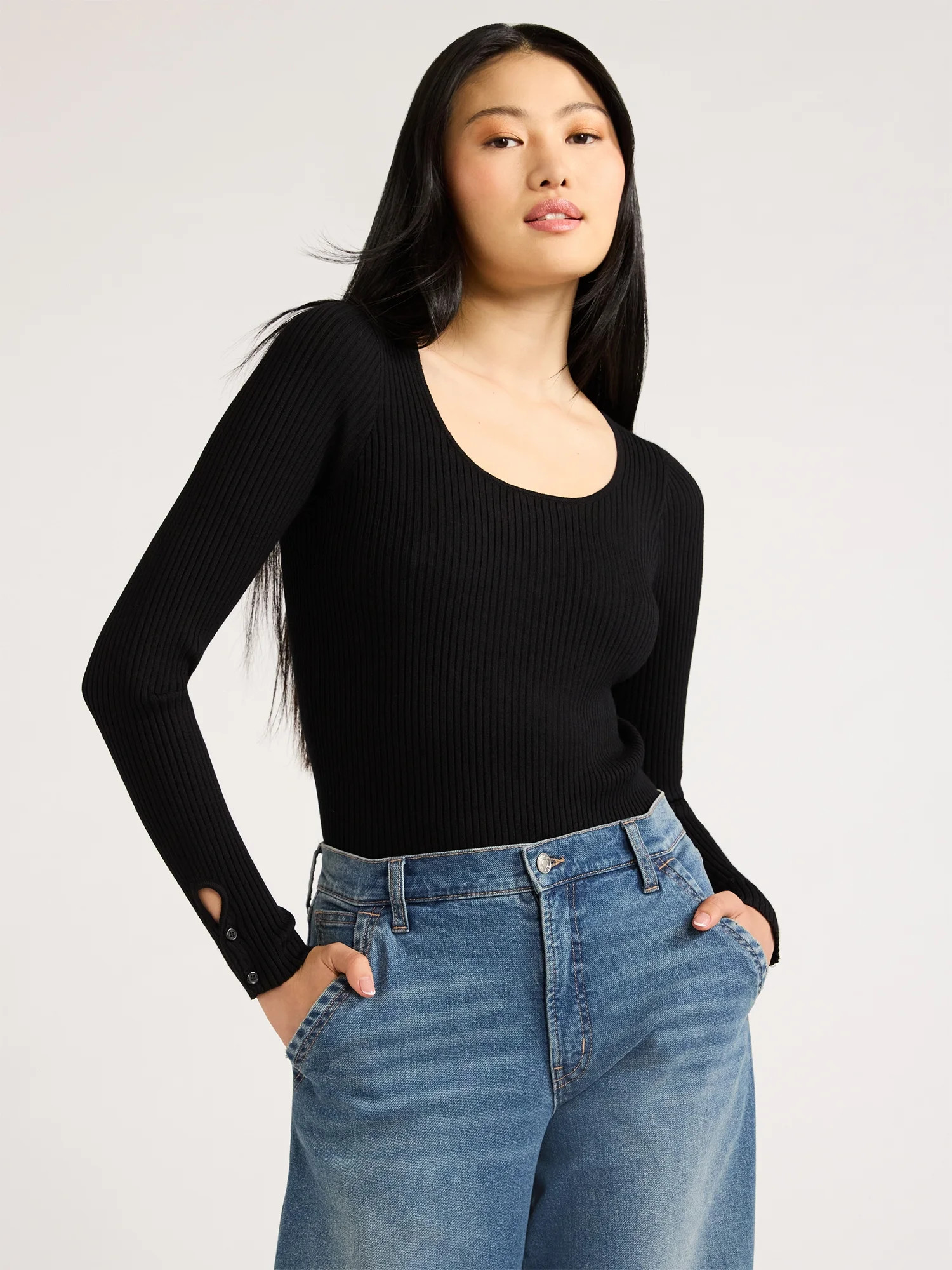 Scoop Women's Scoop Neck Bodysuit, Size S | Walmart (US)