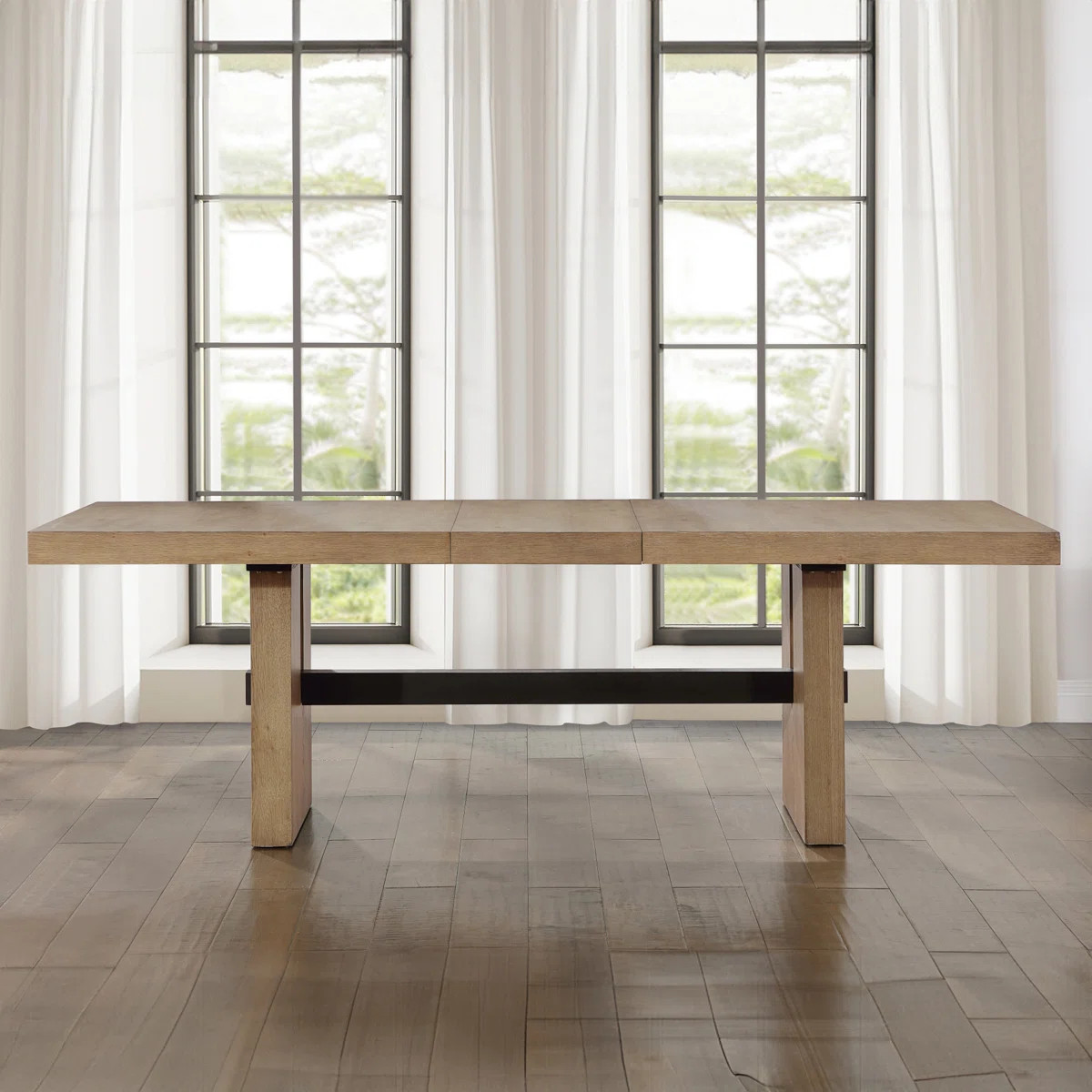 Rickye 78-96" Extendable Oak Trestle Wood Dining Table | Wayfair North America