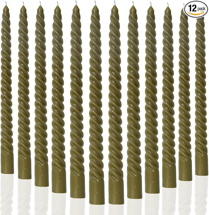 MAITREYA Olive Green Taper Candles Stick Spiral Twisted Candles-Set of 12 for Decoration Weddings... | Amazon (US)