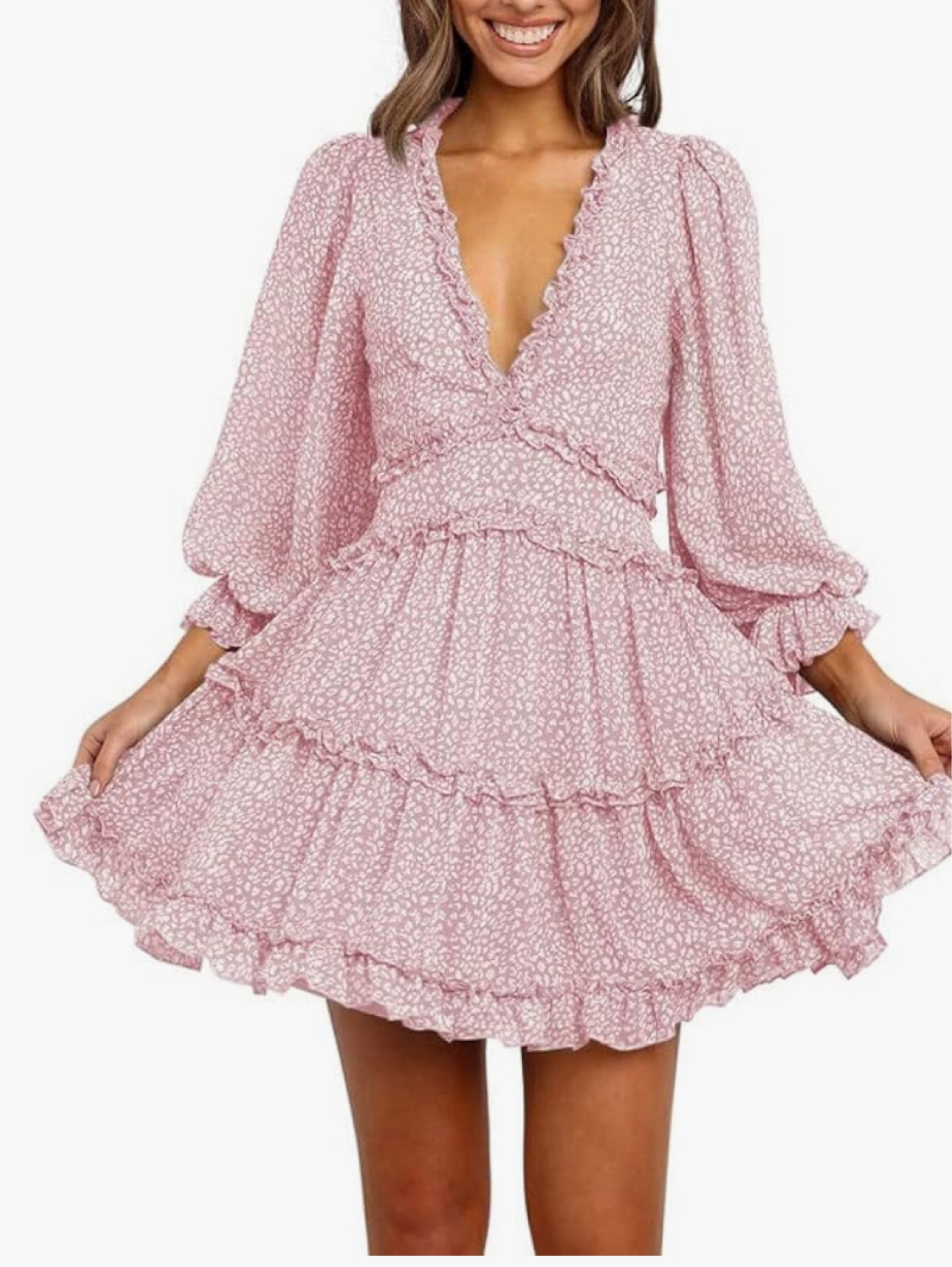 Dokotoo Womens 2024 Spring Summer Deep V Neck Ruffle Floral Flowy Mini Dress

#LTKSaleAlert #LTKGiftGuide #LTKHome