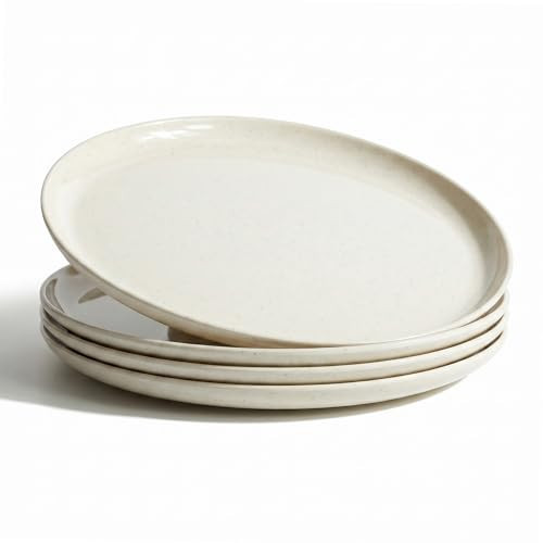 ONEderful 11 Inch Melamine Dinner Plates Set of 4 - White Modern Flat Plates, Durable & Lightweight Catering Dishes for Christmas, Parties, Picnics, Holidays, Dishwasher Safe (White) | Amazon (US)