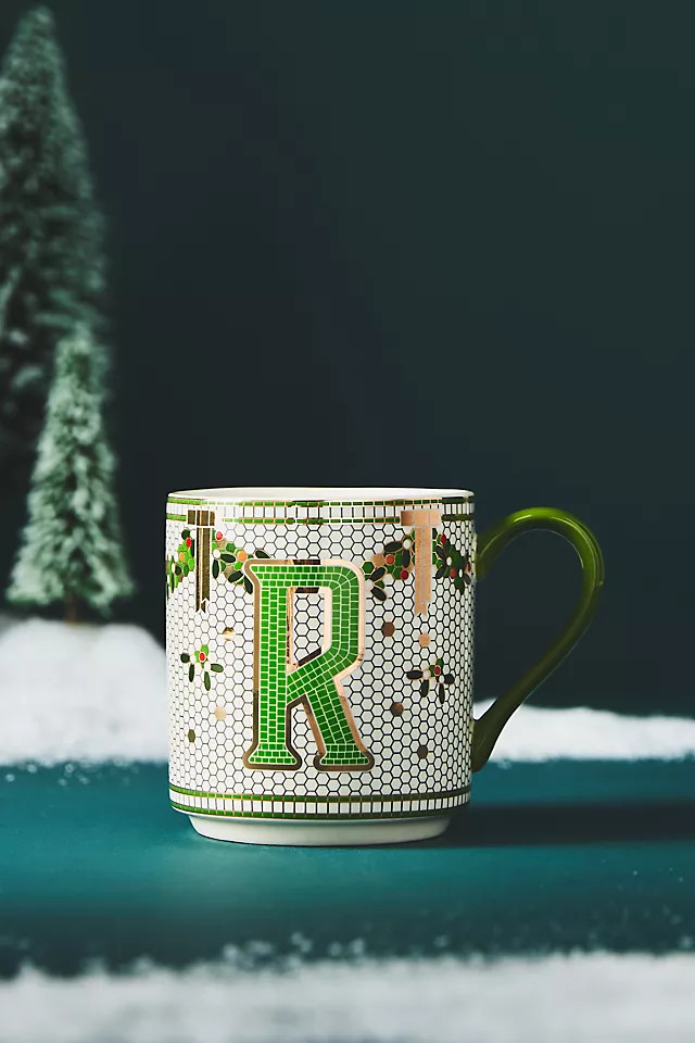 Festive Bistro Tile Monogram Mug | Anthropologie (US)