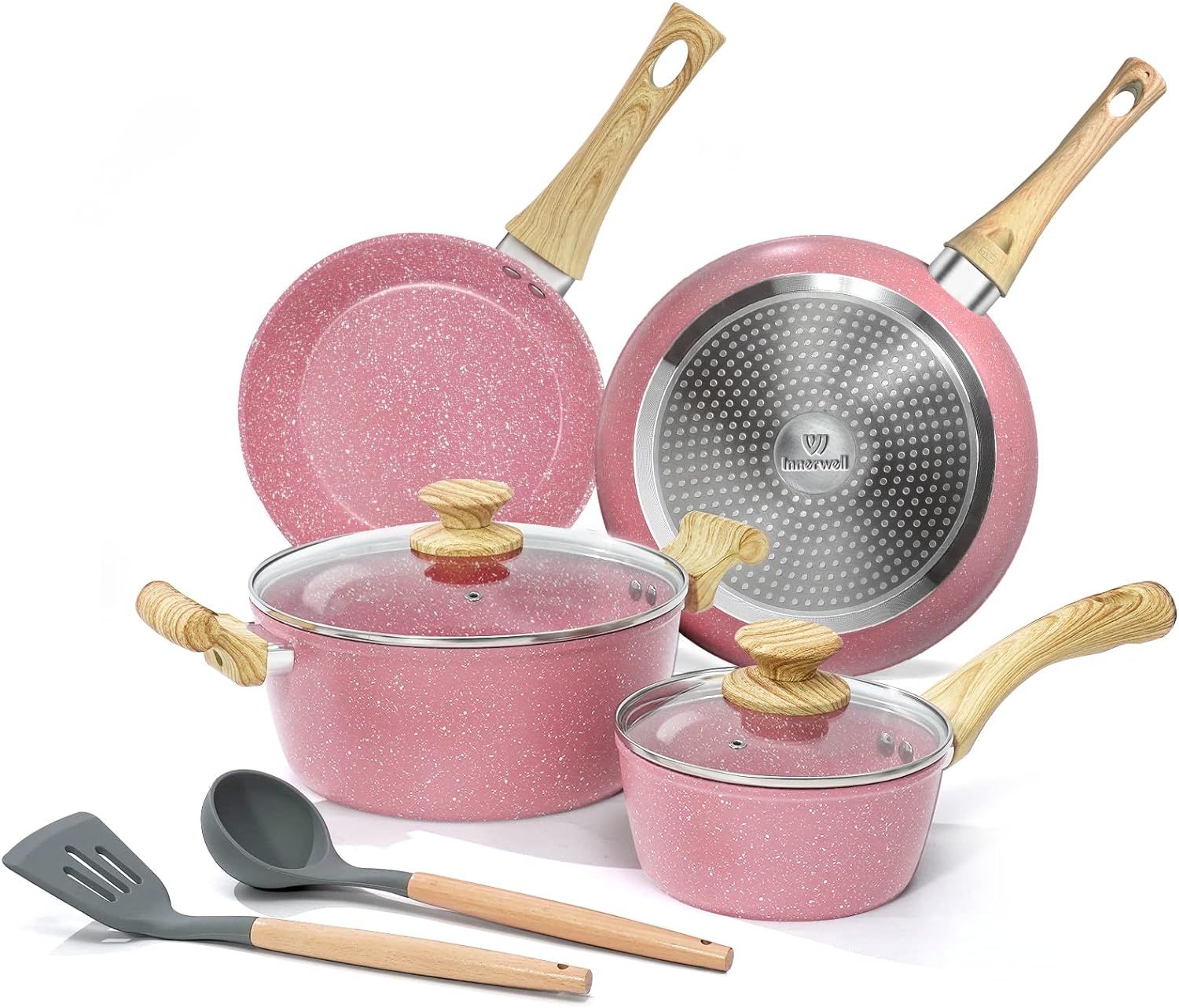 Nonstick Cookware Sets, 8 Piece Pots and Pans Set, Granite Stone Cookware Non Stick Frying Pan Se... | Amazon (US)