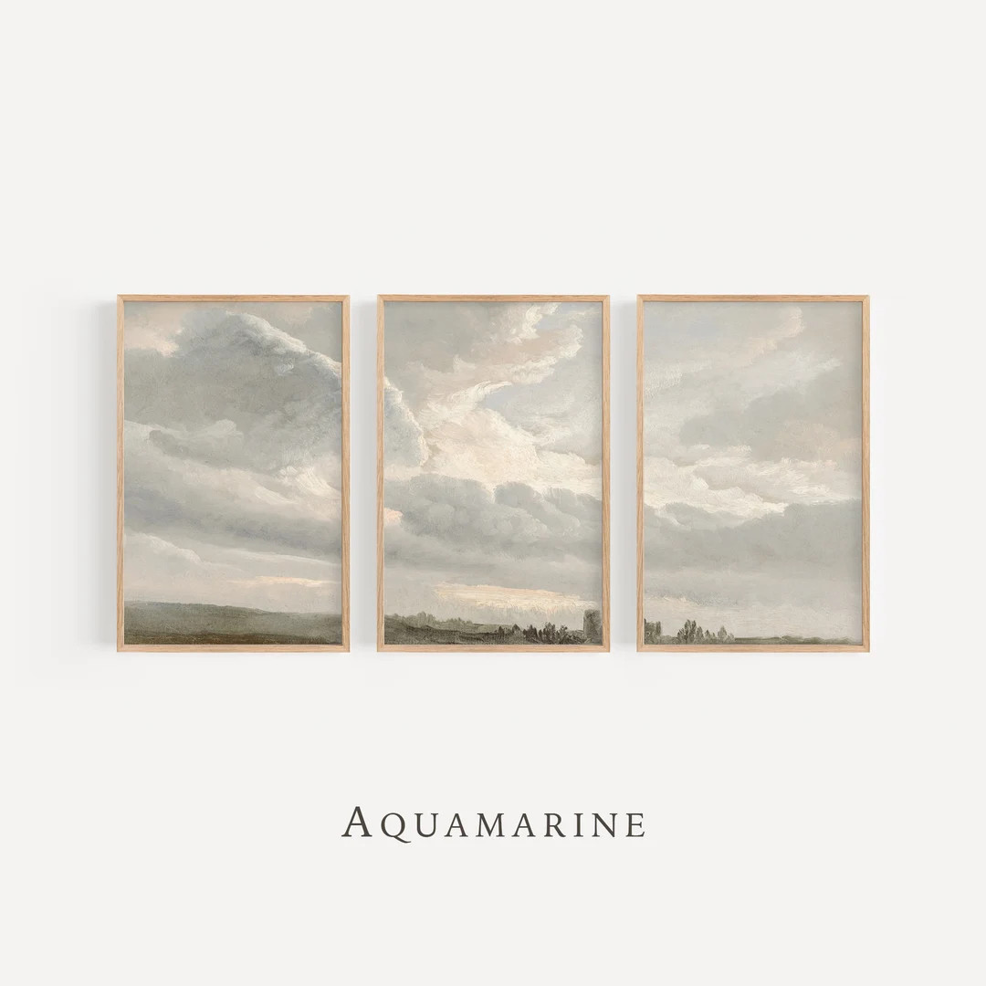 Vintage Clouds Prints Set, Clouds Wall Art for Your Vintage Home Decor, Vintage Nursery Wall Art,... | Etsy (US)