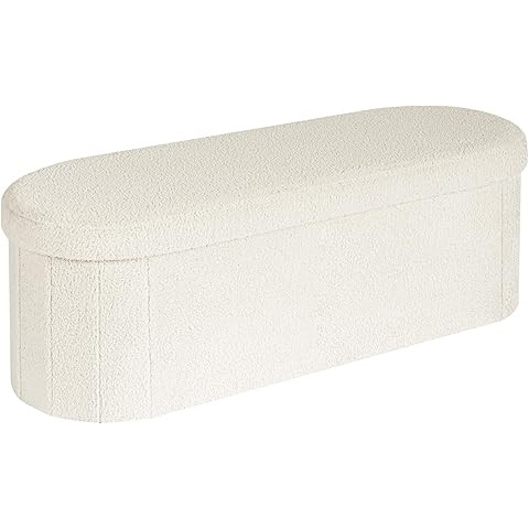 Amazon.com: B FSOBEIIALEO Ottoman with Storage for Living Room, Sherpa Folding Storage Ottoman Fo... | Amazon (US)