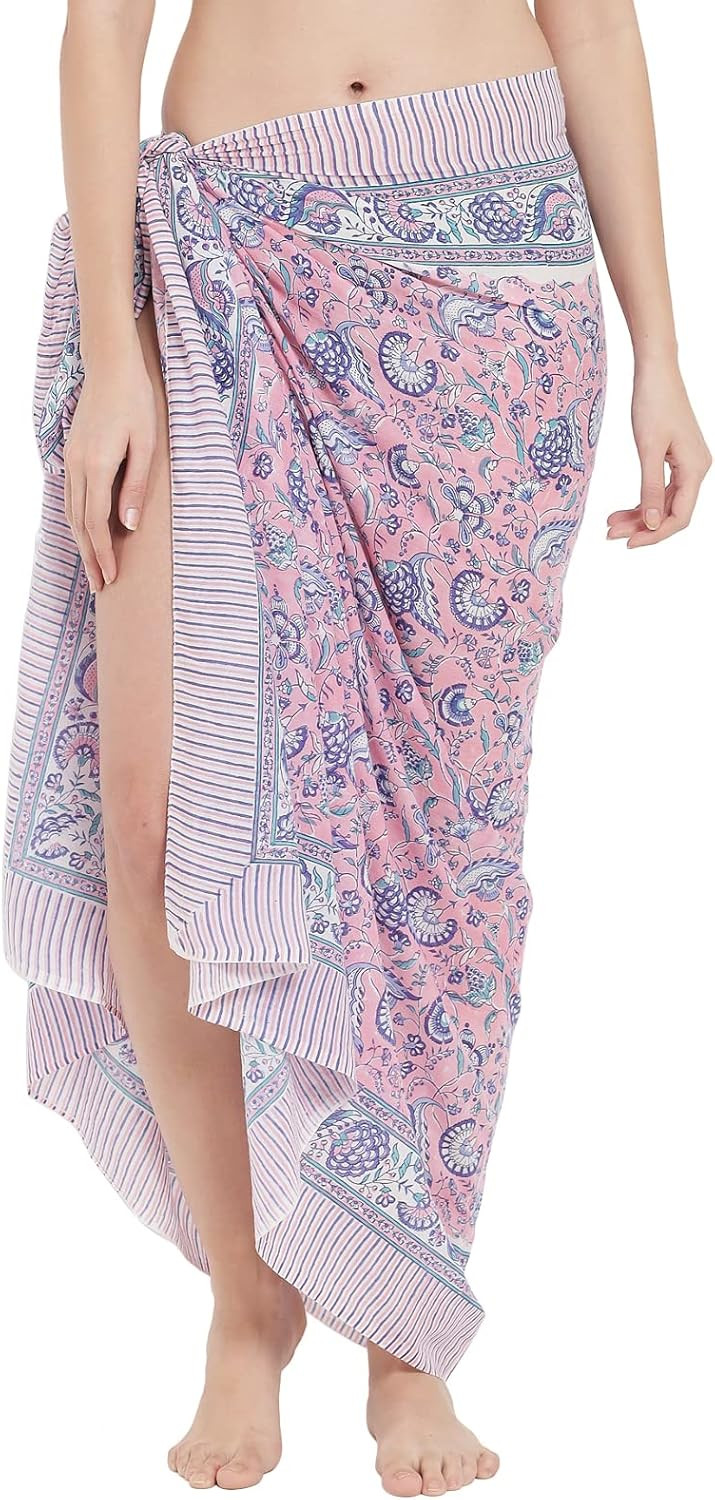 parihan Swimsuit Beach Sarong Cover Ups for Swimwear Women-Hand Print Wrap Skirt | Amazon (US)