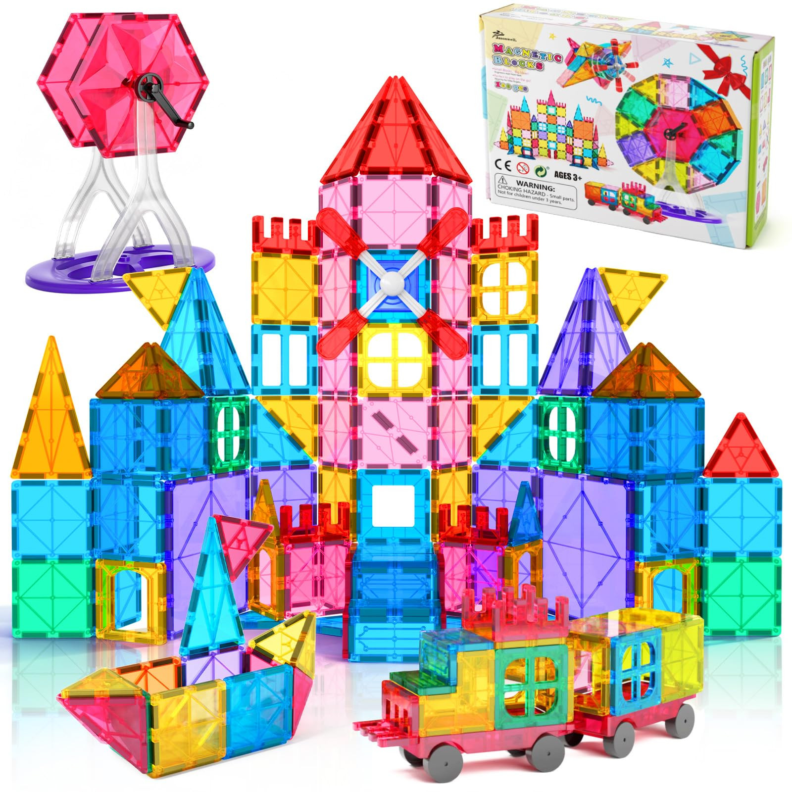 Jasonwell 100pcs Magnetic Tiles Building Blocks Set for Boys Girls Preschool Educational Magnet C... | Amazon (US)